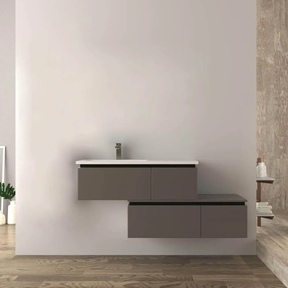 Mobile bagno 140 cm sospeso grigio talpa Slide