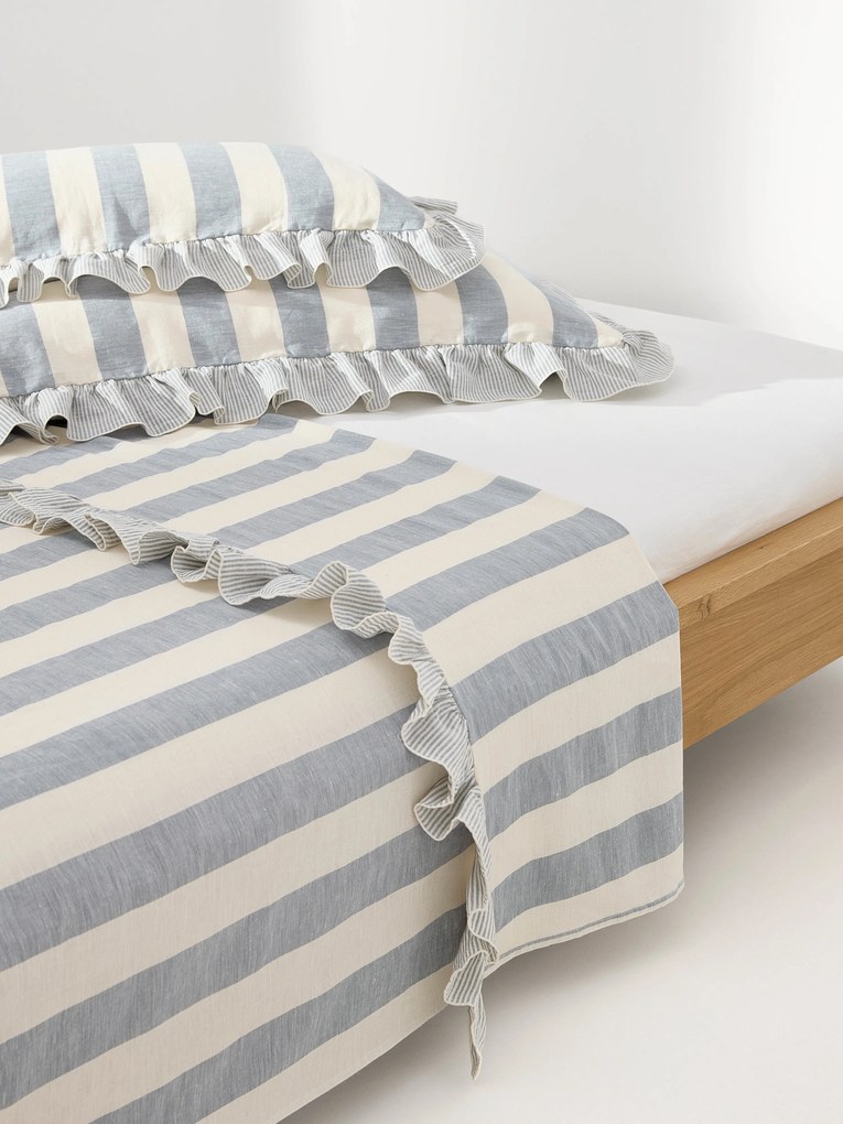 Lenzuolo in misto lino e cotone con volant Posie