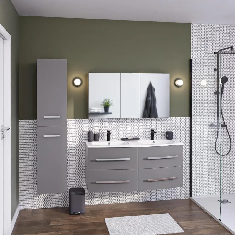 Mobile sottolavabo e lavabo Perla grigio opaco L 121 x H 53.7 x P 47.5 cm