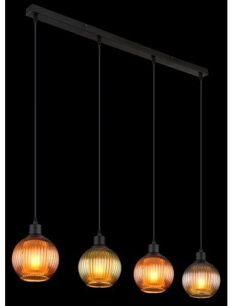 Globo 15638-4 - Lampadario a sospensione con filo ZUMBA 4xE27/25W/230V rame/verde/blu