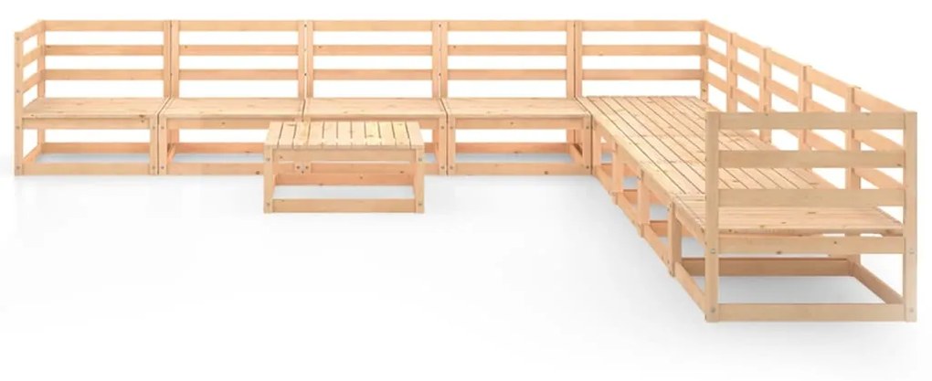 Set Divani da Giardino 10 pz in Legno Massello di Pino