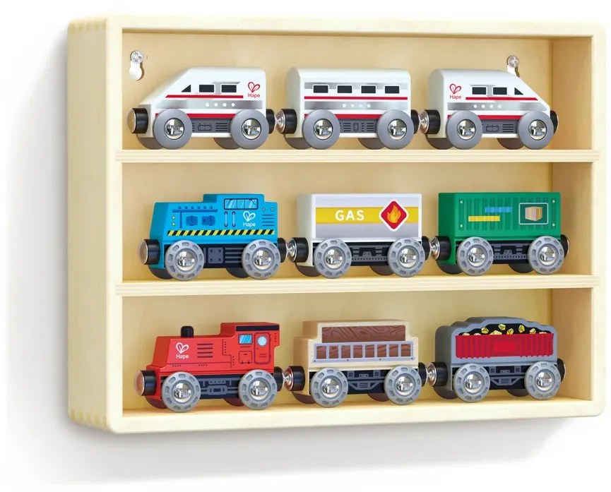 Set di trenini in legno con mensolina