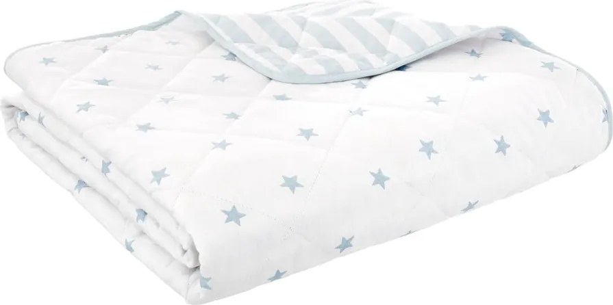 Copriletto per bambini bianco e blu in cotone con rivestimento trapuntato 135x190 cm Mini Star &amp; Stripes – Bianca