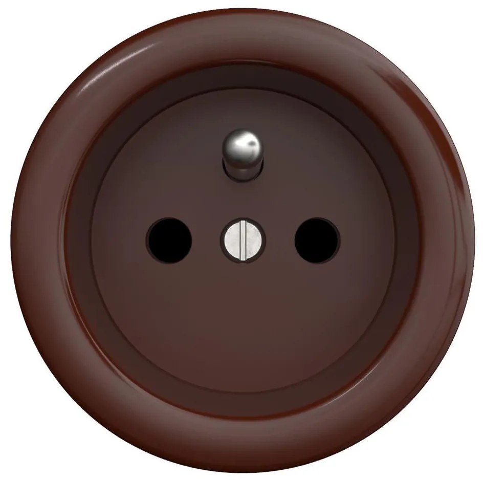 Kliklap - Presa elettrica in stile retrò per uso domestico senza cornice 230 V marrone