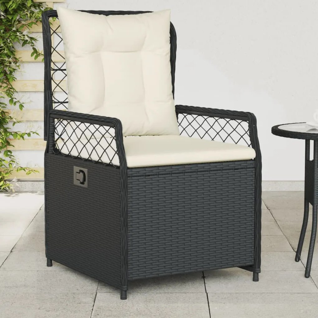 Sedie da giardino reclinabili 2 pz nere in polyrattan