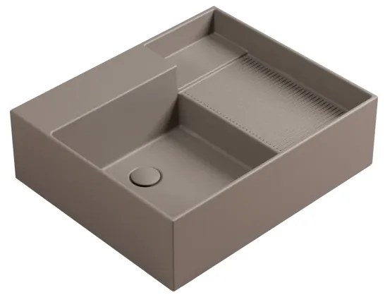 Lavabo da appoggio Nobu COLAVENE rettangolare piletta non inclusa in ceramica L 60 x H 21 x P 50 cm marrone opaco piletta non inclusa