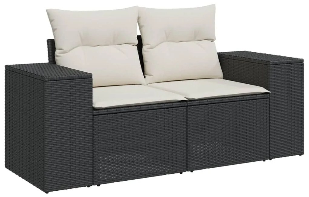 Set Divano da Giardino 6 pz con Cuscini Nero in Polyrattan