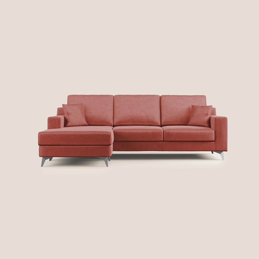 Michael divano moderno angolare con penisola in morbido velluto impermeabile T01 salmone Angolare Destro