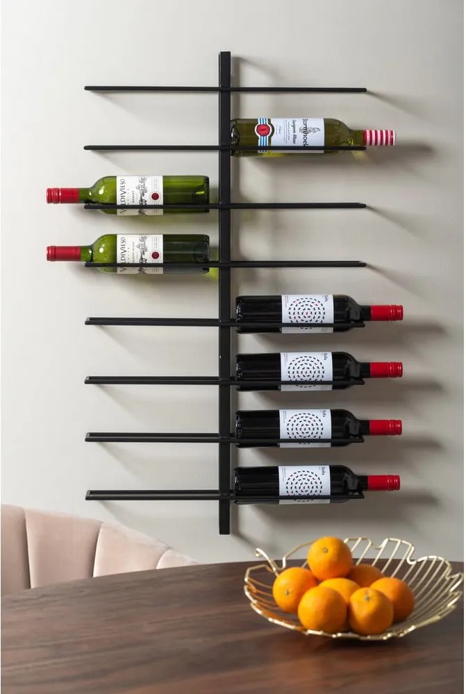 Portabottiglie in metallo nero da parete numero di bottiglie 16 Dual - PT LIVING