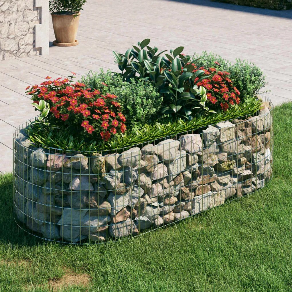 Gabbione Con Letto Rialzato İn Ferro Zincato 200x100x50 Cm /