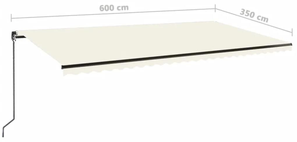 Tenda da Sole Retrattile Manuale con LED 600x350 cm Crema