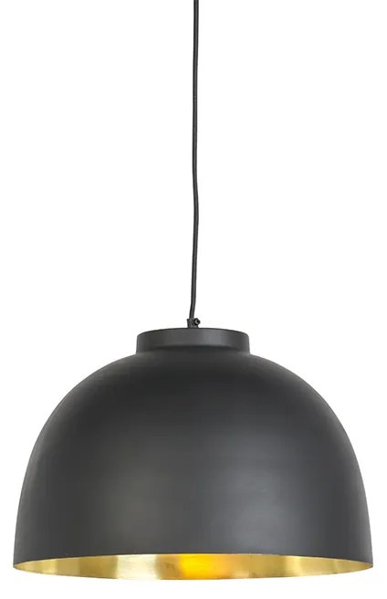 Lampada a sospensione nera con interno in ottone 40 cm - Hoodi