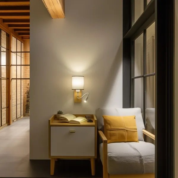 Brilagi - Applique a LED NUBILA WOOD 1xE27/25W/230V + LED/3W quercia/grigio