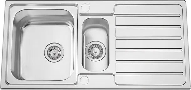 Lavello semincasso 1.5 vasche in inox argento RODI Urban 100 L 100 x L 50 cm, reversibile