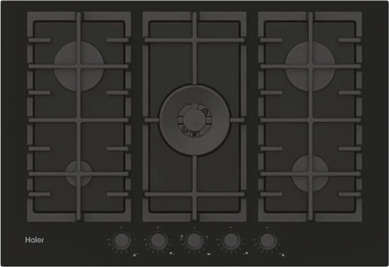 Haier Series 2 HAVG75S2BPB Piano cottura Nero Da incasso 74.5 cm Gas 5 Fornelli