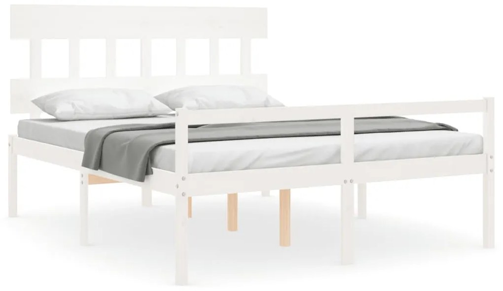 Letto per Anziani con Testiera Bianco King Legno Massello