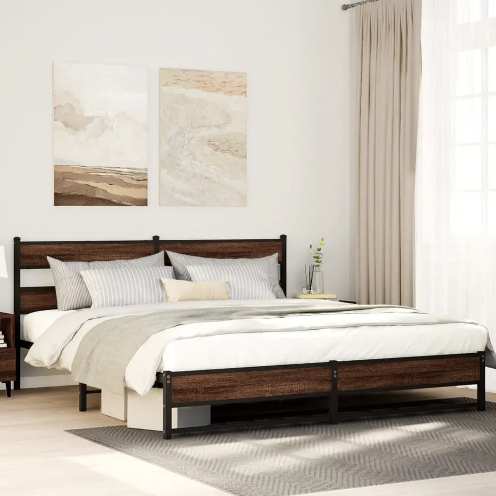 Giroletto Senza Materaso İn Metallo Rovere Marrone 180x200 Cm /