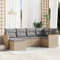 Set Divano da Giardino 6 pz con Cuscini Beige in Polyrattan 3258580