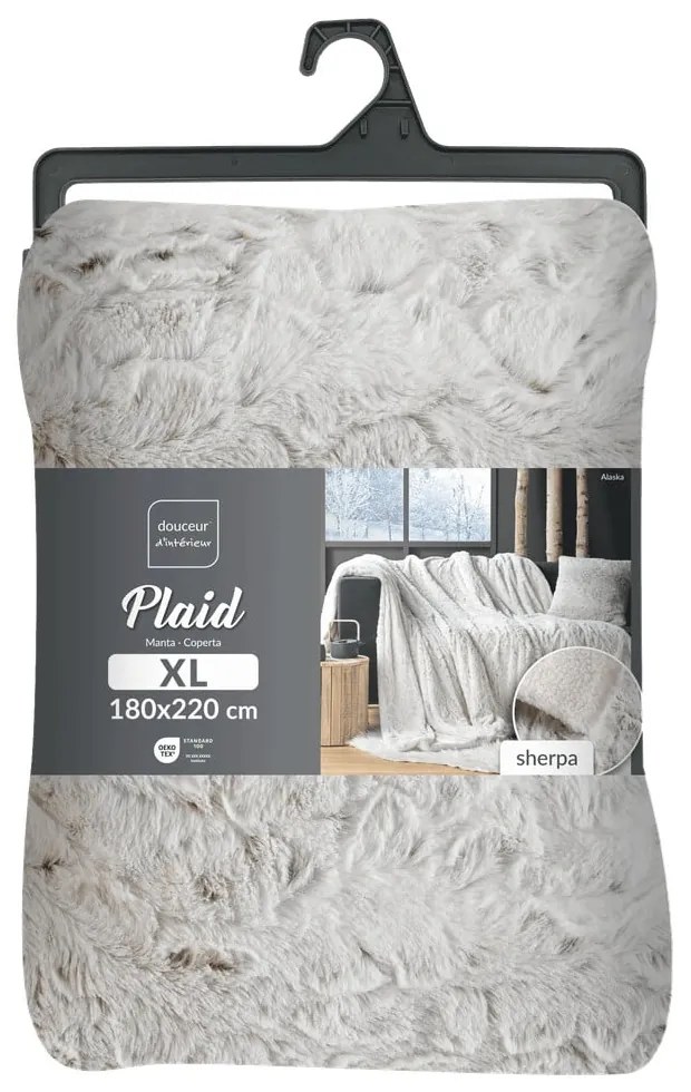 Coperta greige in pelliccia finta 180x220 cm Alaska – douceur d'intérieur