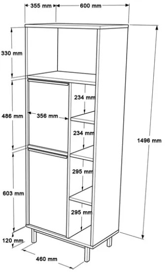 Colonna Da Bagno Multiuso Con Vani A Giorno Ed Ante 60x36x160 Ocean Legno