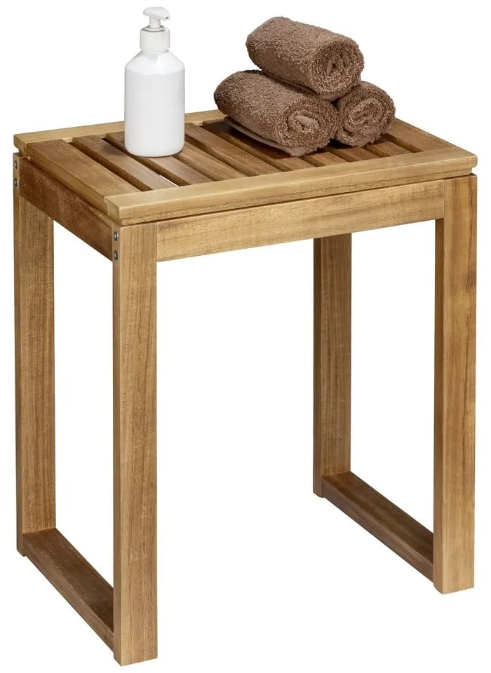 Sgabello di colore naturale in acacia massiccia Fondi – Wenko
