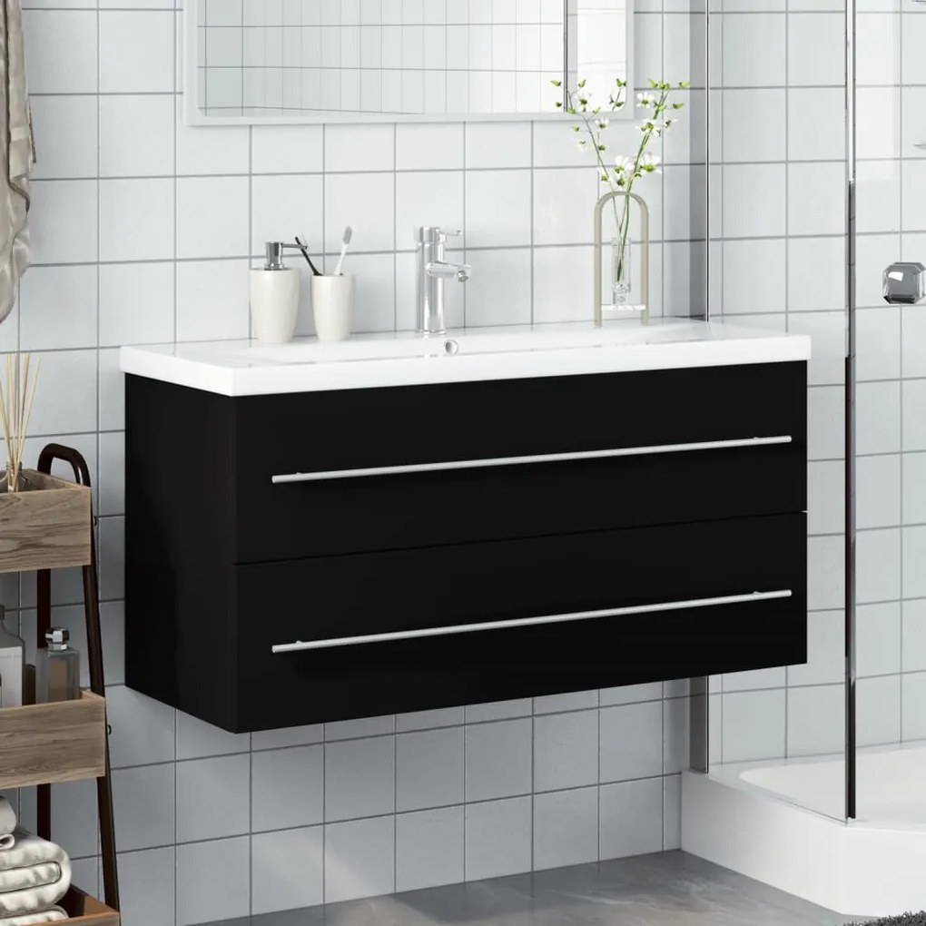 Mobile da bagno con lavabo integrato nero