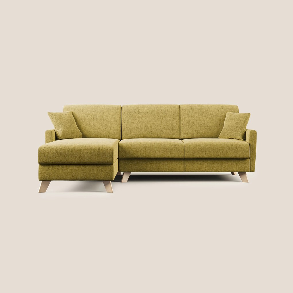 Edgar divano letto angolare in tessuto felis impermeabile T03 giallo 243 cm sinistro (mat. 120x197)