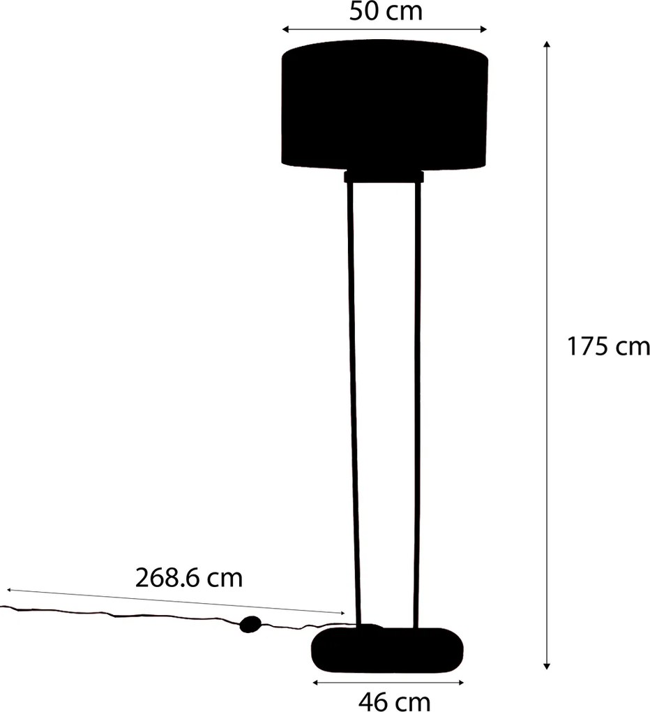Lampada da terra nera con paralume ovale nero 50cm - Thijmen