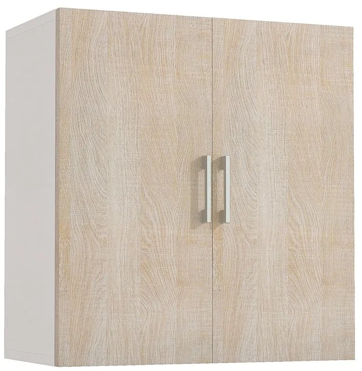 Mobile Multiuso L 60 x H 66 x P 32 cm bianco e rovere
