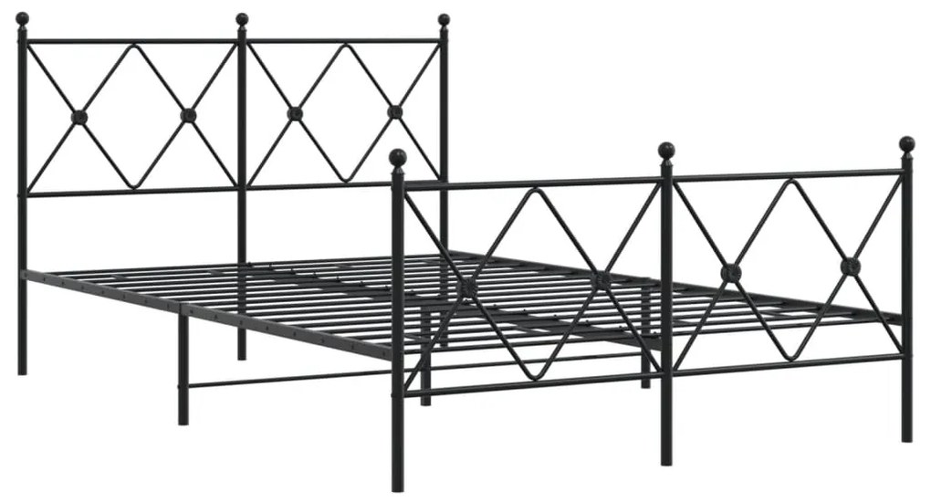 Giroletto con testiera e pediera metallo nero 120x200 cm