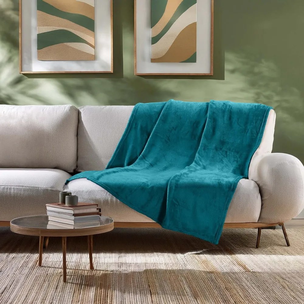 Coperta blu in microflanella 125x150 cm Flanou – douceur d'intérieur