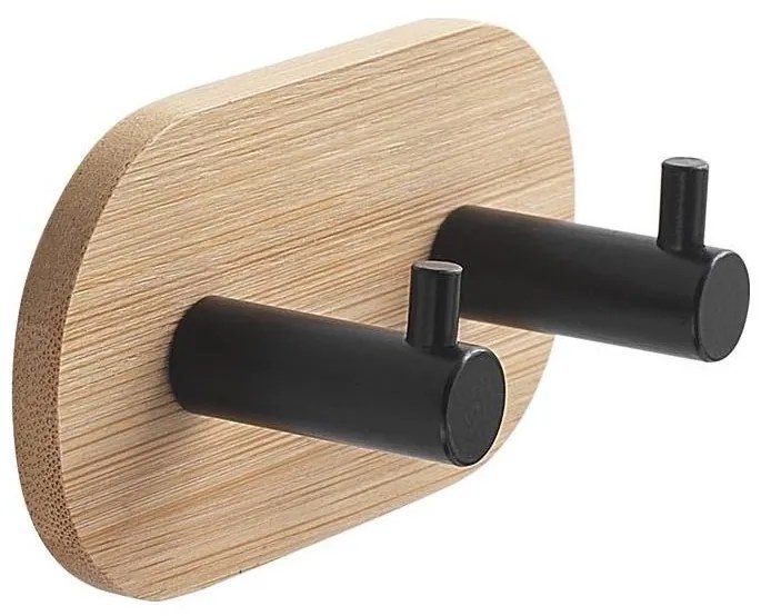 Gedy - Autoadesivo muro asciugamano appendino HIMALAYA nero/bambù