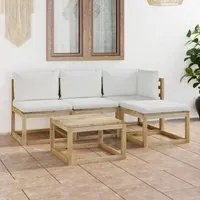 Set Salotto da Giardino 5pz con Cuscini Crema 3065000