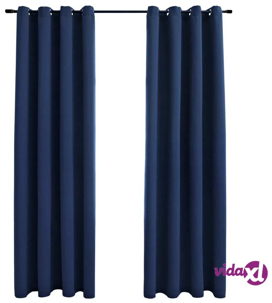 vidaXL Tende Oscuranti con Anelli in Metallo 2 pz Blu 140x245 cm