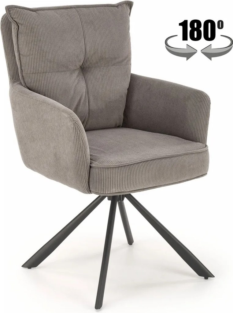 Sedia girevole K528 grigio velluto