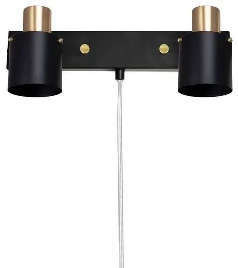 Clark 2 Applique Da Parete Nero/Ottone Spazzolato  - Globen Lighting