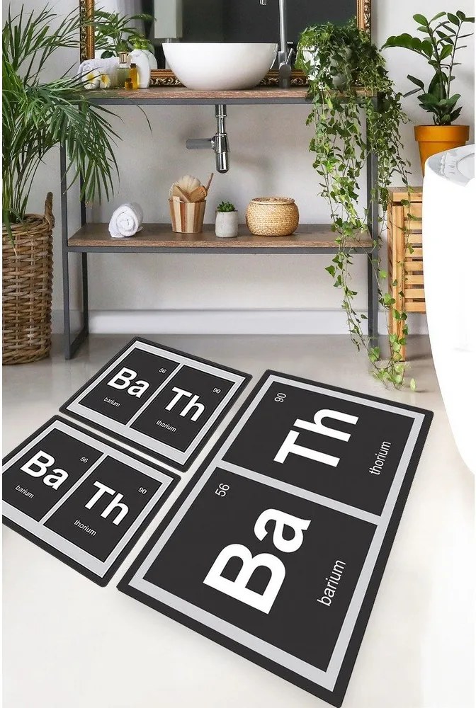 Set di tappetini per il bagno neri 3 pz 60x100 cm Barium – Foutastic