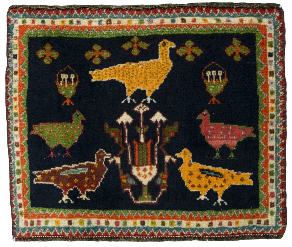 Shiraz Tappeto 50 x 50 Rosso (Iran) Annodato A Mano