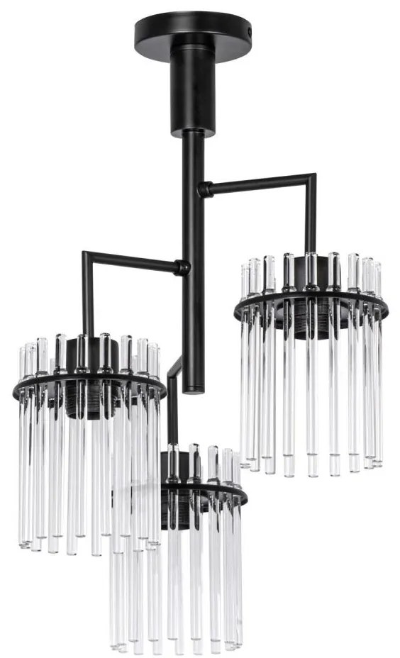 Lampadario a sospensione con supporto rigido 3xE27/60W/230V nero/limpido