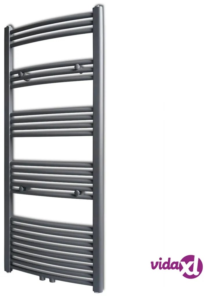 vidaXL Radiatore Centrale Portasciugamano Curvo Grigio 600 x 1424 mm