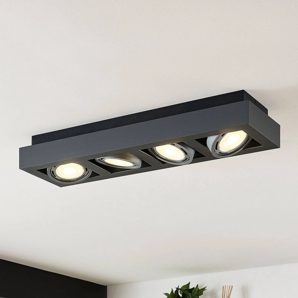 Plafoniera soffitto Ronka Arcchio, dimmerabile, Nero, Soggiorno / Sala da pranzo, Alluminio, Moderno, Plafoniera