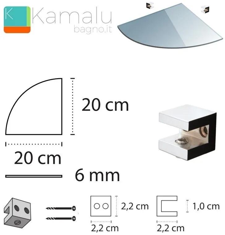Kamalu - mensolina in vetro semicircolare 20cm vitro-340