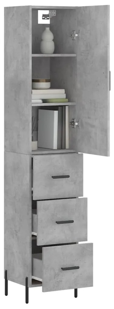 Credenza Grigio Cemento 34,5x34x180 cm in Legno Multistrato