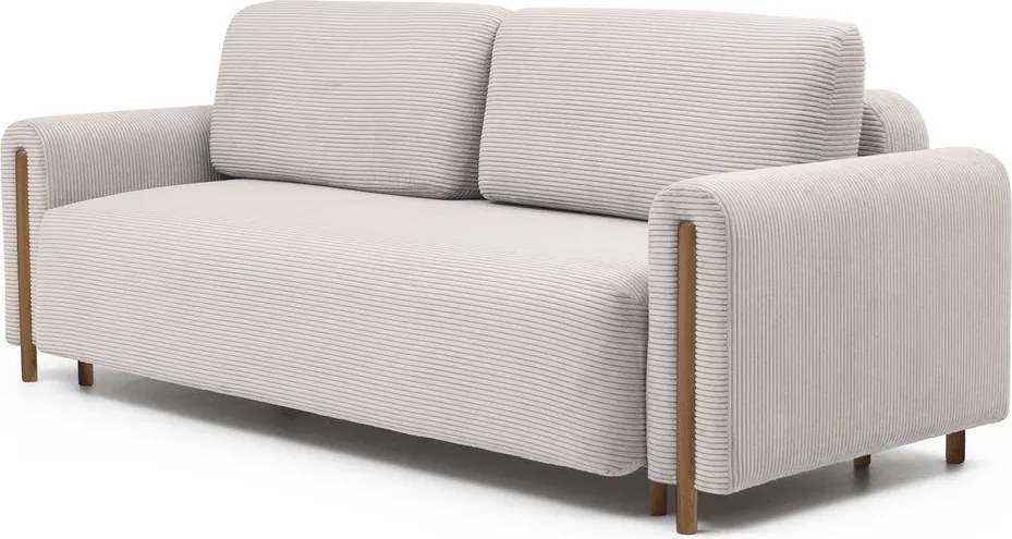 Divano beige allungabile/con contenitore e rivestimento in velluto a coste 244 cm Arcadova – ELTAP