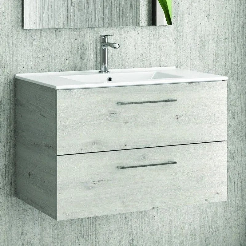 Kamalu - mobile bagno 75 cm lavabo incasso e due cassetti nel-75