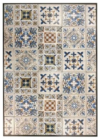 Set Da Pranzo Tavolo Maioliche Rettangolare 120x80 Con 4 Sedie Pieghevoli Cipro