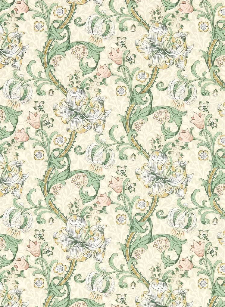 Clarke & Clarke Carta da parati Golden Lily - Linen/ Blush