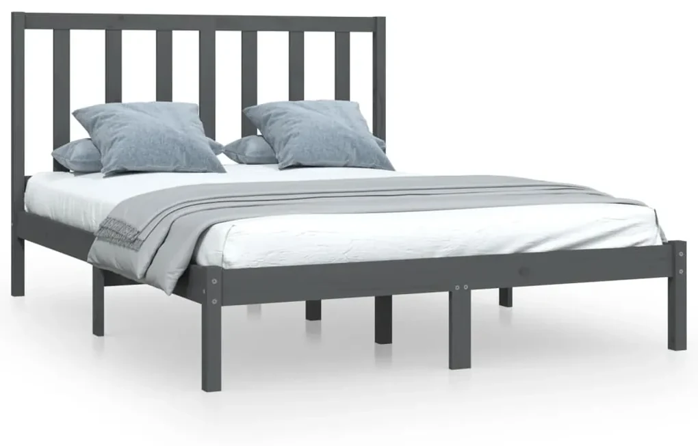 Giroletto grigio in legno massello pino 150x200cm 5ft king size