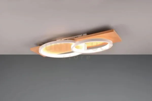 Barca plafoniera led 30w 3500lm, 3000k doppia ellisse metallo bianc...