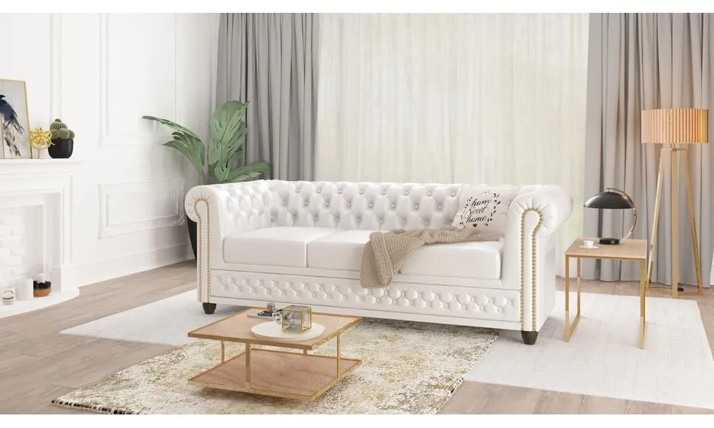 Divano in similpelle bianco 203 cm York - Ropez
